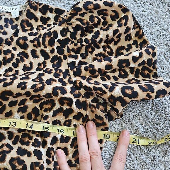 NWT  Veronica Beard Silk Leopard Print Dress with Ruffle Hem - Picture 7 of 9